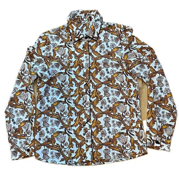 TopShop Floral Button Down Shirt Brown Size 0 - Picture 1 of 8